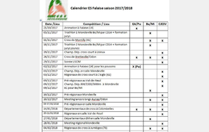 Calendrier hivernal 2017-18